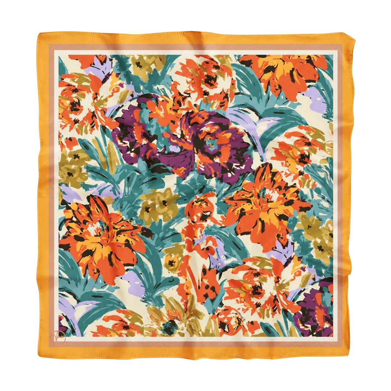 Tua İpek Gün Batımı Bahçesi Turuncu Bandana 70×70 cm