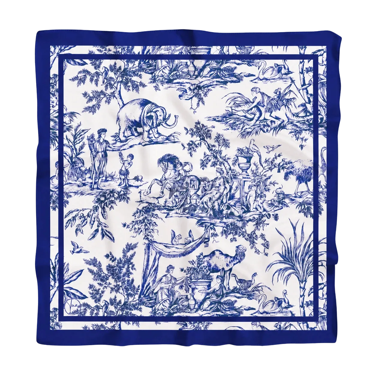 Tua İpek Blue Animal Toile Mavi Beyaz Bandana 70×70 cm