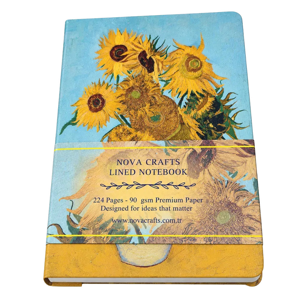 Van Gogh Ayçiçekleri A5 Yaldızlı Çizgili Defter