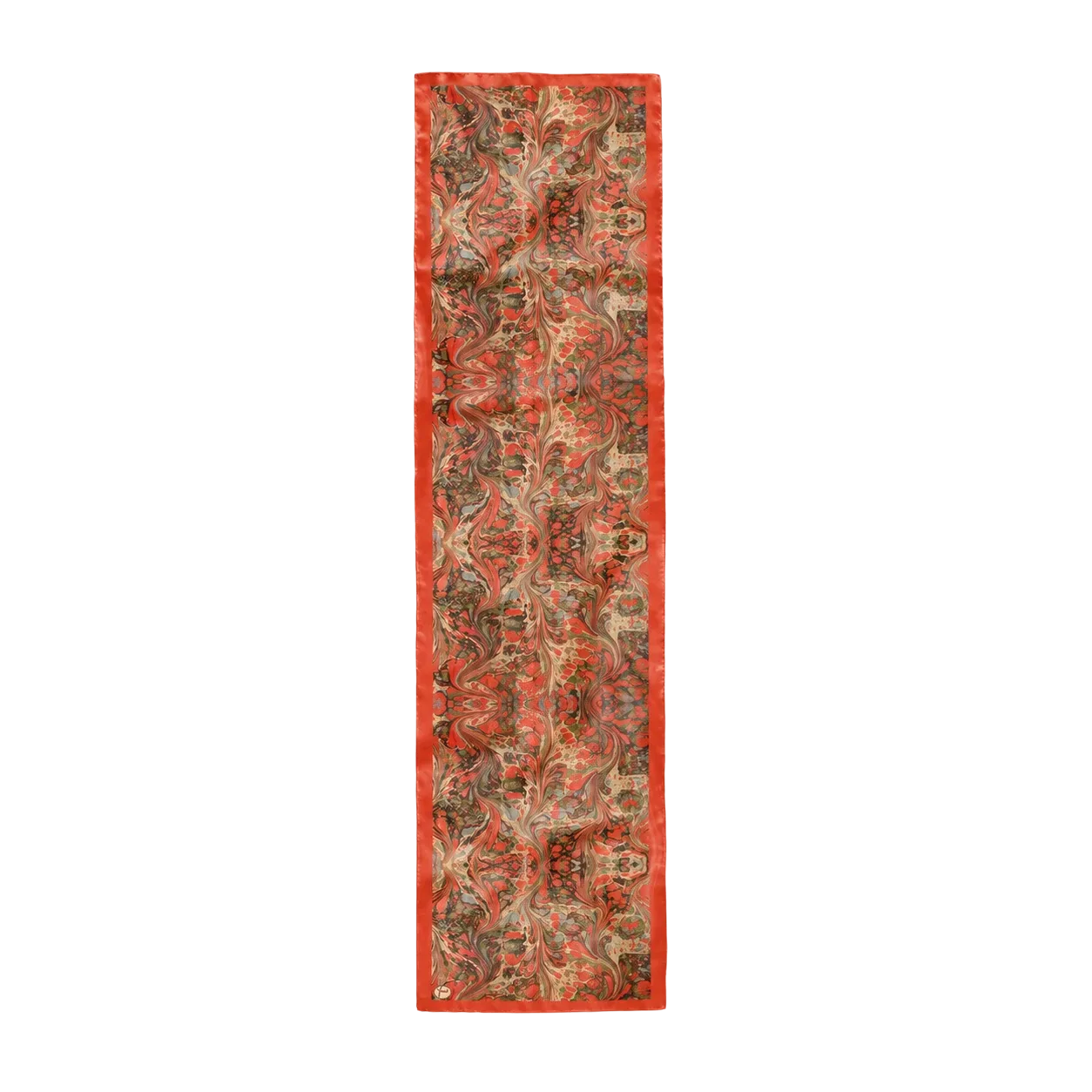 Tua İpek Sıcak İpek Desenli Turuncu Fular 30×165 cm
