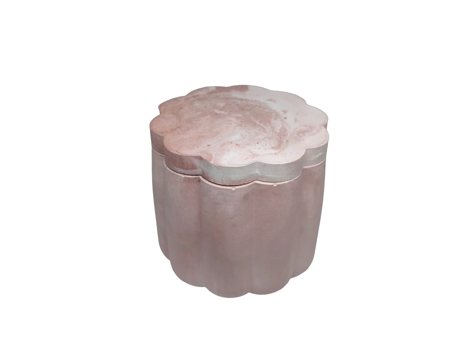 Pembe Çiçek Formlu Kapaklı Seramik Mum