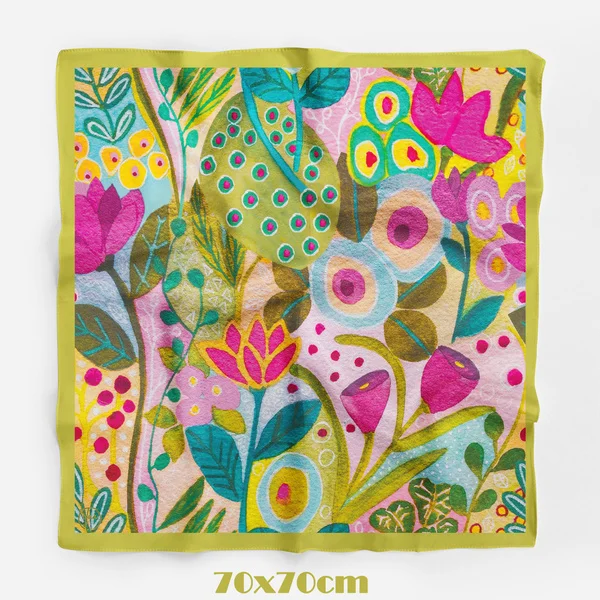 Tua İpek Doğanın Rüyası Renkli Bandana 70×70 cm