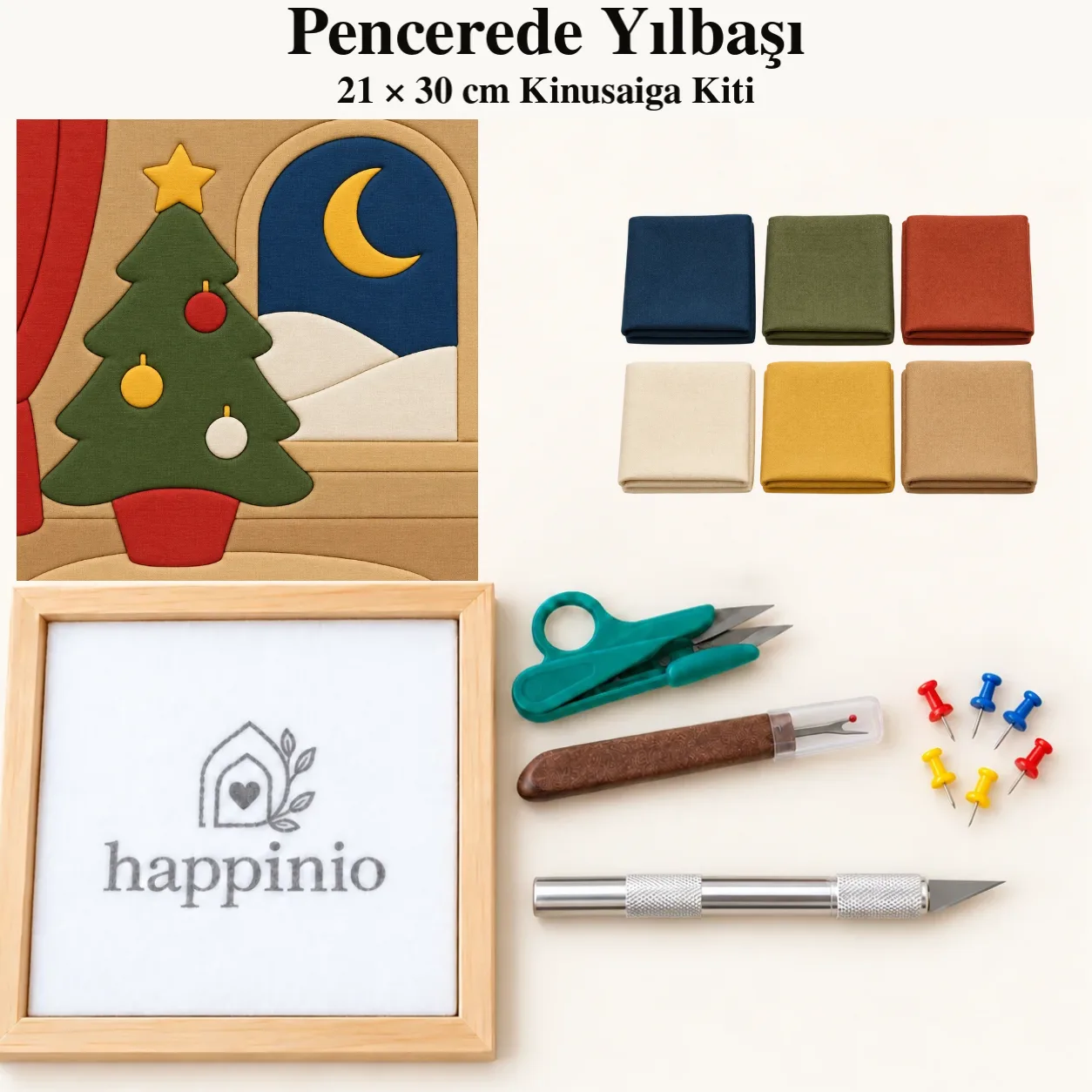 Pencerede Yılbaşı Kinusaiga Kiti - 21×30 cm