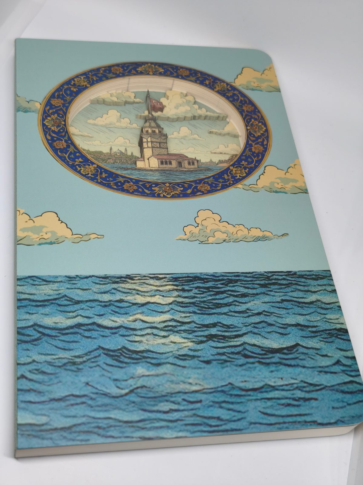 Diorama 3D Katmanlı Defter - İstanbul Kız Kulesi Temalı Noktalı A5 80 Yaprak